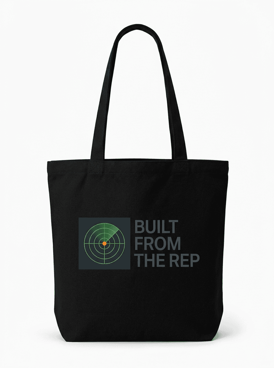 Heavyweight Canvas Tote — “BUILT FROM THE REP” + radar