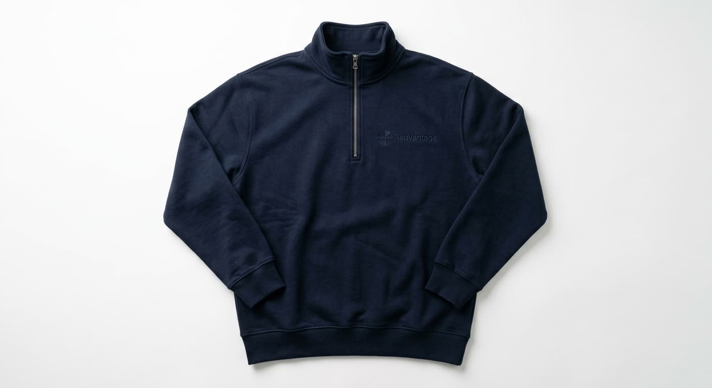 Premium Quarter-Zip Sweatshirt — Left-chest wordmark — tonal